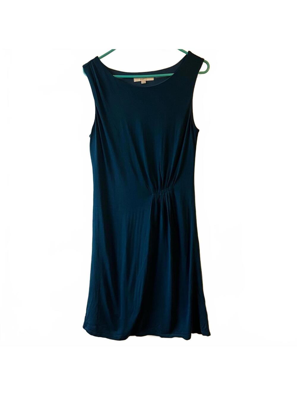 LOFT Dark Teal Sleeveless Dress Elegant Sheath Knee Length Classic Work Office